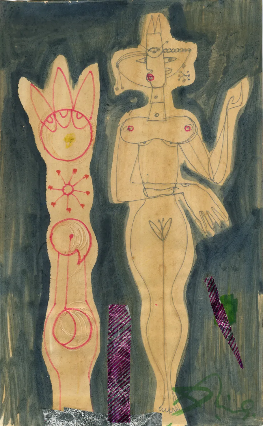 Collage - Garden - Nude - Signed - Woman