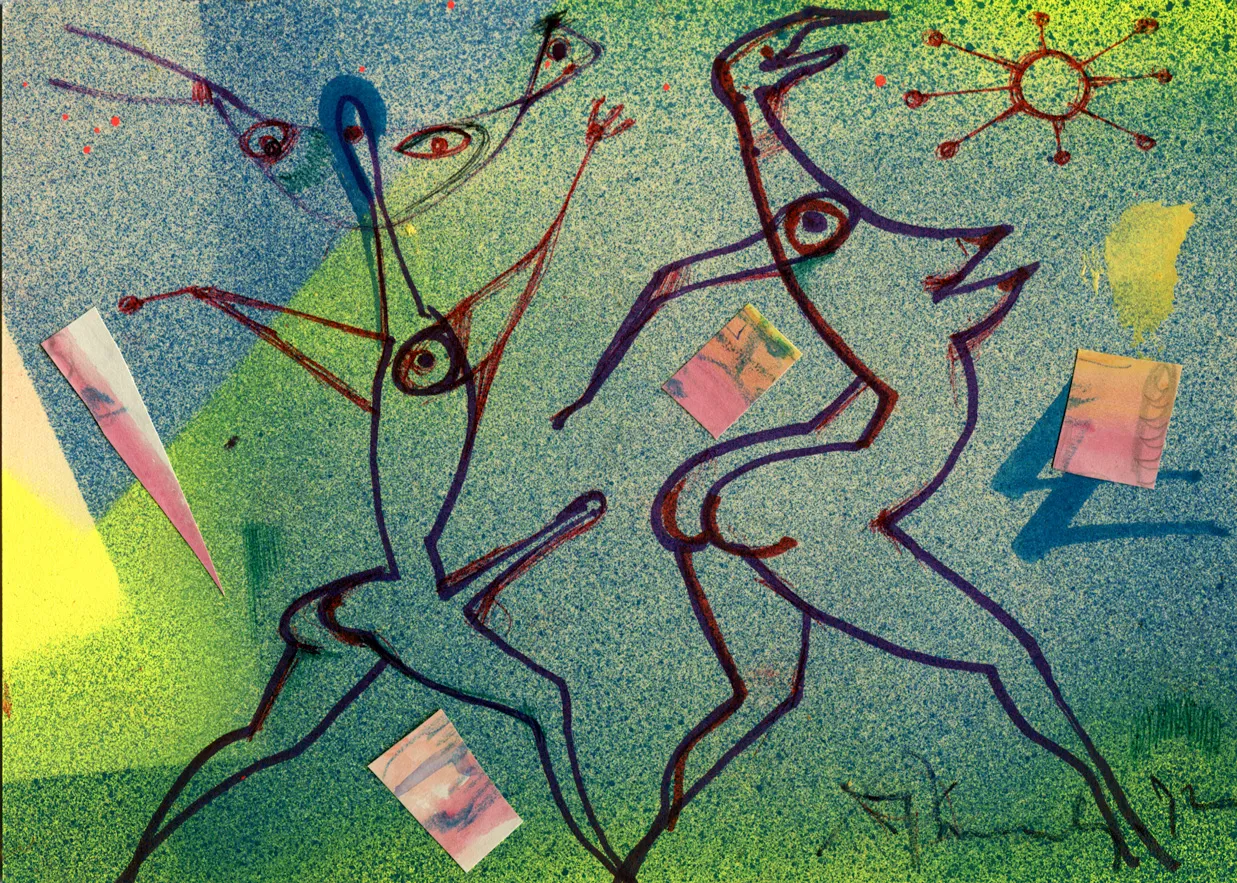Collage - Couple - Dated - Man - Nude - Signed - Woman